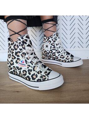 ❤️Converse Chuck Taylor Wedge Platform Leopard Sz 10.5 Women Shoes Black A14938C